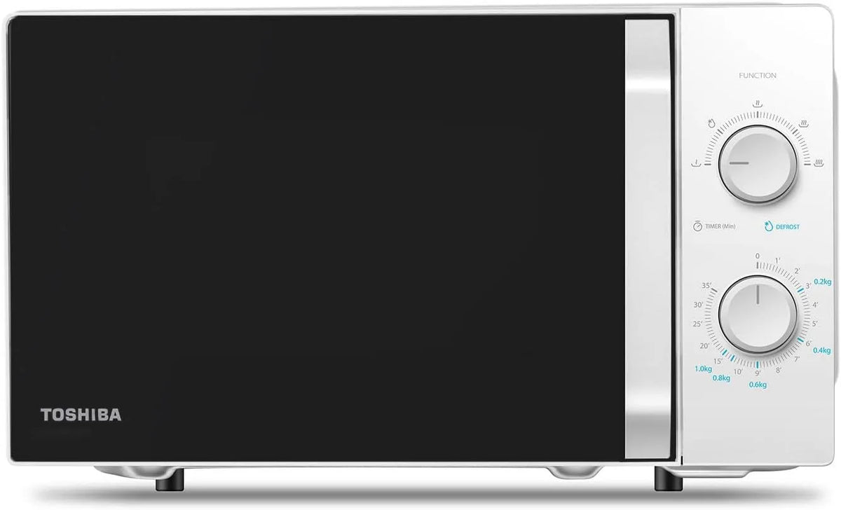 Toshiba MW2-MM20P Micro-ondes, 20 L, 800 W, éclairage LED, décongélation, four micro-ondes, blanc, 20 litres, 5 niveaux de puissance avec fonction de
