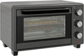 Four électrique à pizza, 21 L, 1400 W, 100 à 230 °C, gril, compact, gris, grille, Incl. ramasse-miettes, plaque de cuisson, mini four