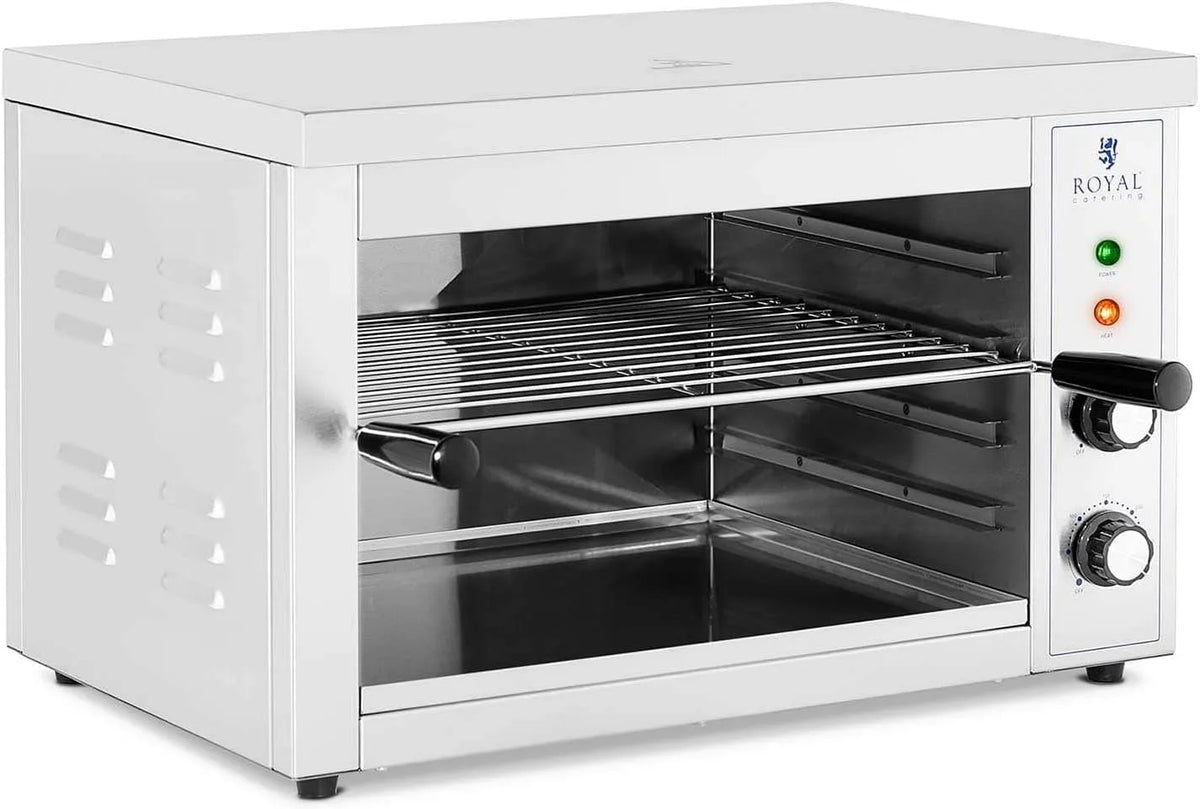 Four électrique, 000 W, 50 à 300 °C, Royal RCPES-380, gril, professionnel, restauration, acier inoxydable, 30 min, 3 000 W, Récipient Collecteur