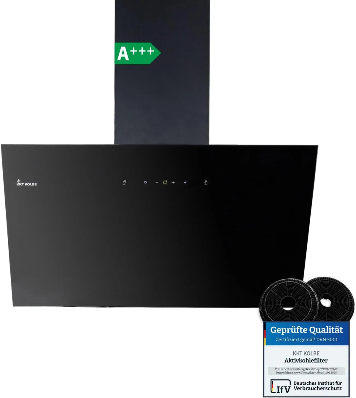 Hotte aspirante TRIO6025S, 60cm, 782 m3/h, hotte de cuisine, inclinée, évacuation et recyclage, éclairage LED, installation murale, tactile, 782m3