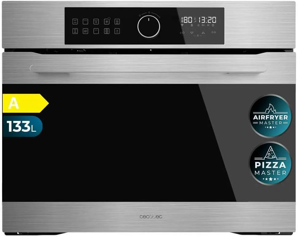 Cecotec Bolero Hexa AF319000 Four électrique à pizza, 133 L, 3800 W, 11 programmes, encastrable, effet 3D, décongélation, acier inoxydable, Capacité