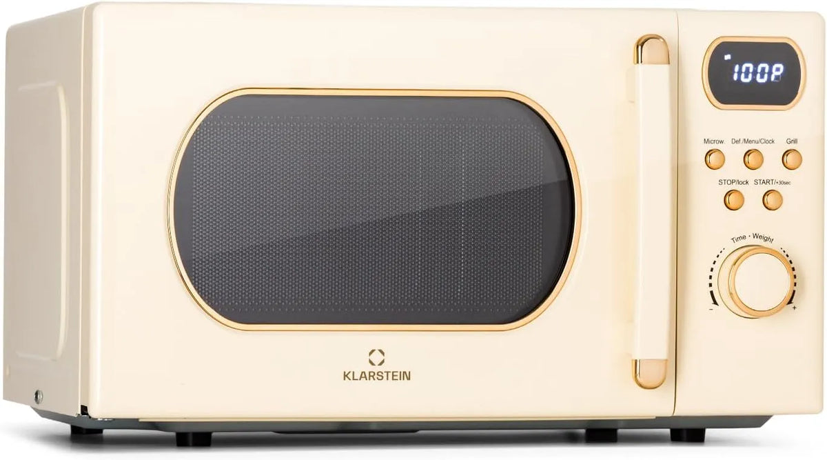 Klarstein Micro-ondes, 20 L, 800 W, gril, décongélation, acier inoxydable, four micro-ondes, Grand Intérieur 20L, Smart Microwave, Fours Design