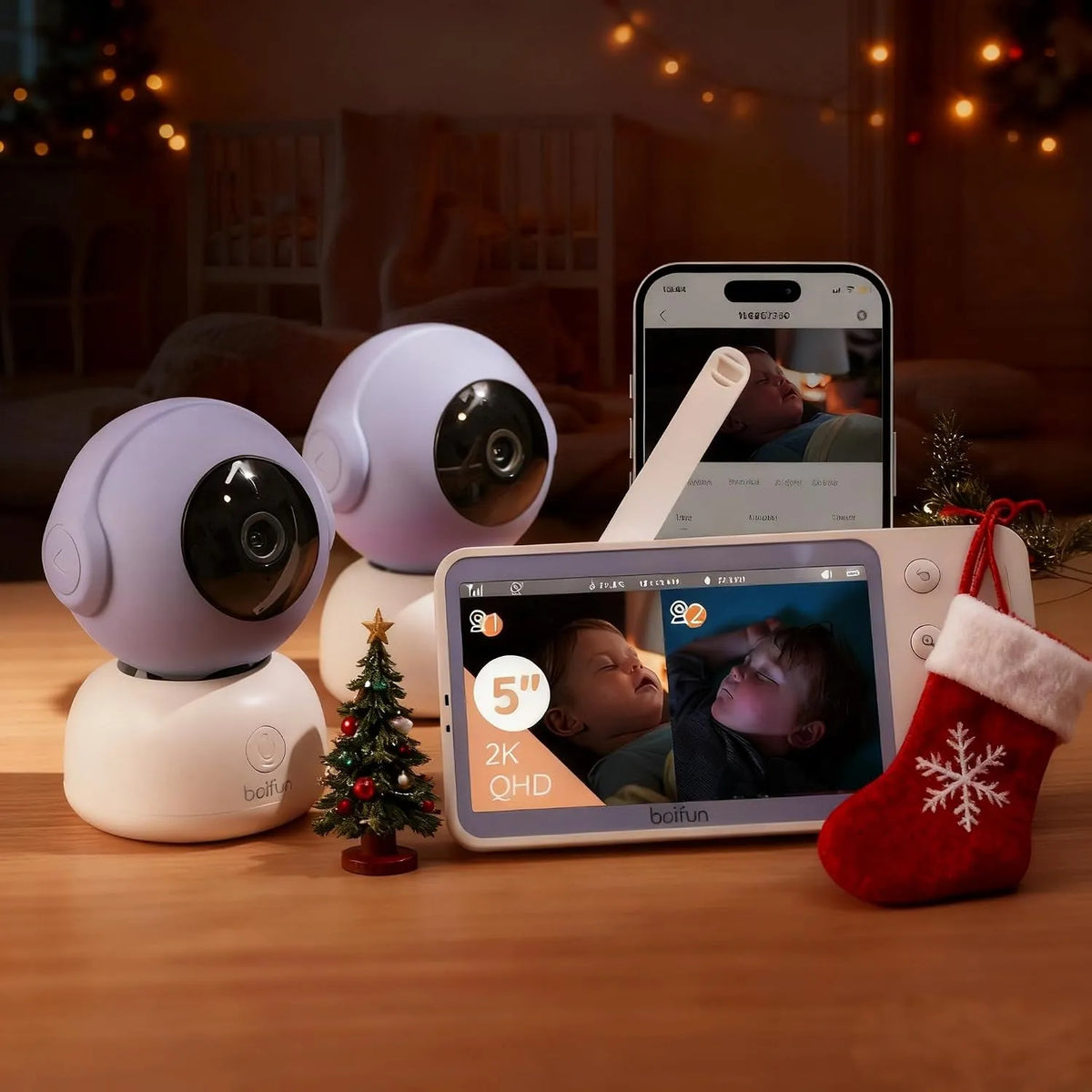 Babyphone, stable, moniteur vidéo pour bébé, application, dalle IPS