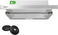 CIARRA CBCS6906D CBCF002x2 Hotte aspirante, 60cm, 391 m3/h, classe énergétique A, hotte de cuisine, évacuation et recyclage, éclairage LED, 2 Vitesses