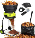 30M Sac de Rangement, Râteau à Feuilles, pour Broyeur de Feuilles Électrique pour Jardin, Broyeur à Compost de 2500 W avec Roues, Entonnoir de 54 cm