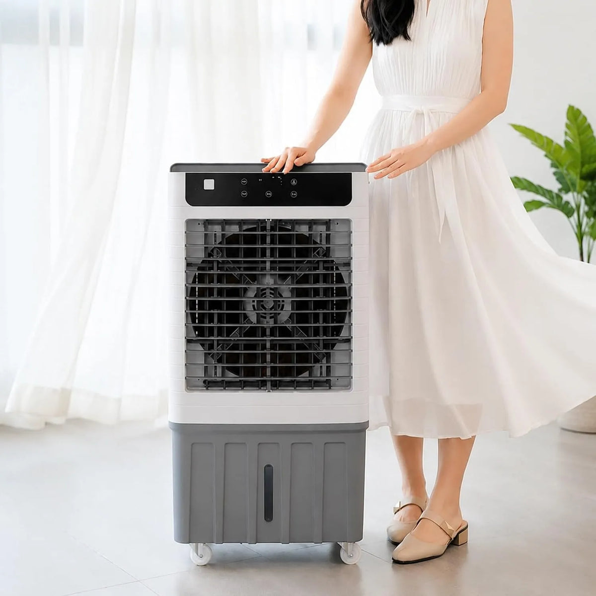 Ventilateur, 38x30x88cm, tactile, 3 vitesses, oscillation, professionnel, Rafraîchisseur d'Air Évaporatif